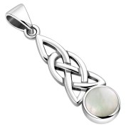 Mother of Pearl Celtic Knot Silver Pendant - p583