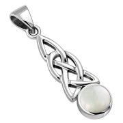 Mother of Pearl Celtic Knot Silver Pendant - p583