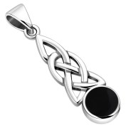 Black Onyx Celtic Knot Silver Pendant - p583
