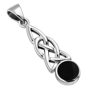 Black Onyx Celtic Knot Silver Pendant - p583