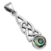 Abalone Shell Celtic Knot Silver Pendant - p583