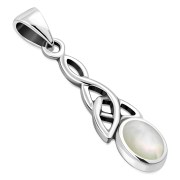 Mother of Pearl Celtic Trinity Silver Pendant, p589