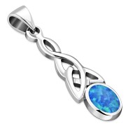 Synthetic Opal Celtic Trinity Silver Pendant, p591