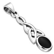 Black Onyx Celtic Trinity Silver Pendant, p591