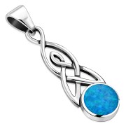Synthetic Opal Celtic Trinity Silver Pendant, p593
