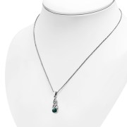 Green Agate Celtic Trinity Silver Pendant, p593