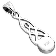 Green Agate Celtic Trinity Silver Pendant, p593