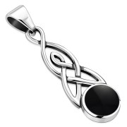 Black Onyx Celtic Trinity Silver Pendant, p593