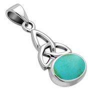  Turquoise Celtic Trinity Sterling Silver Pendant, p594
