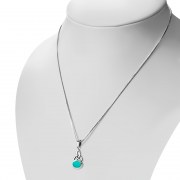 Turquoise Celtic Trinity Sterling Silver Pendant, p594