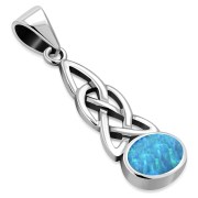 Synthetic Opal Celtic Knot Silver Pendant, p595