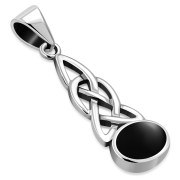 Black Onyx Celtic Knot Silver Pendant, p595