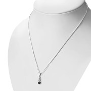 Black Onyx Celtic Knot Silver Pendant, p595