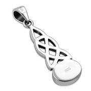 Black Onyx Celtic Knot Silver Pendant, p595