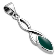 Green Agate Celtic Knot Sterling Silver Pendant, p596