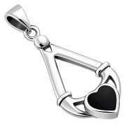 Black Onyx Irish Claddagh Silver Pendant, p598