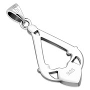 Black Onyx Irish Claddagh Silver Pendant, p598