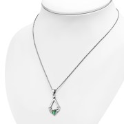 Abalone Shell Irish Claddagh Silver Pendant, p598
