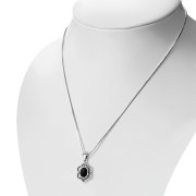 Black Onyx Silver Pendant, p599
