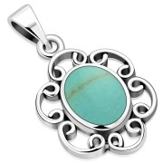 Turquoise Shell Sterling Silver Pendant, p599
