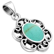 Turquoise Shell Sterling Silver Pendant, p599