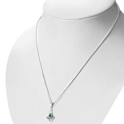 Green Agate Drop Celtic Knot Silver Pendant, p601