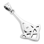 Green Agate Drop Celtic Knot Silver Pendant, p601
