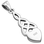 Synthetic Opal Heart Celtic Trinity Silver Pendant, p602