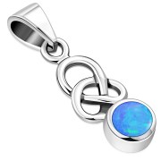 Synthetic Opal Celtic Knot Silver Pendant, p603
