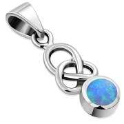 Synthetic Opal Celtic Knot Silver Pendant, p603