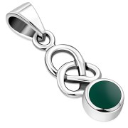 Green Agate Celtic Knot Silver Pendant, p603