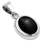 Black Onyx Oval Silver Pendant, p625
