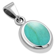 Turquoise Shell Oval Silver Pendant, p625