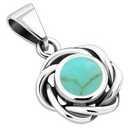 Braided Turquoise Silver Pendant, p627