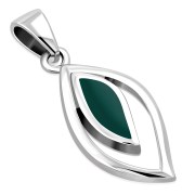 Green Agate Drop Sterling Silver Pendant, p628