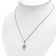 Turquoise Wavy Drop Silver Pendant, p628