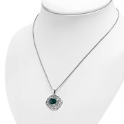 Green Agate Oval Celtic Knot Silver Pendant, p631