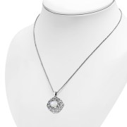 Rainbow Moonstone Oval Celtic Knot Silver Pendant, p631