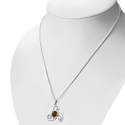 Baltic Amber Triskele Triple Spiral Celtic Silver Pendant, p634