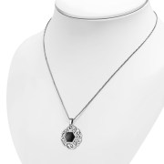 Black Onyx Hexagon Celtic Knot Silver Pendant, p635