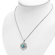 Abalone Shell Round Celtic Knot Silver Pendant, p636