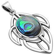 Medium Celtic Knot Abalone Silver Pendant - p658