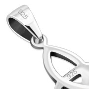 Black Onyx Trinity Knot Silver Pendant, p660