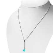 Turquoise Long Drop Pear Shaped Sterling Silver Pendant, p670
