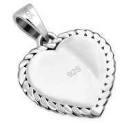 Mother Of Pearl Shell Love Heart Ethnic Silver Pendant, p696