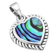 Abalone Heart Ethnic Silver Pendant, p696