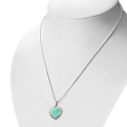 Turquoise Heart Ethnic Silver Pendant, p696