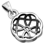 Tiny Round Celtic Knot Silver Pendant, pn107