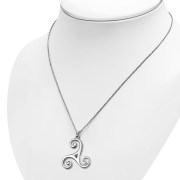 Large Celtic Triskele Triple Spiral Silver Pendant, pn126