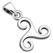 Small Silver Celtic Triskele Triple Spiral Pendant, pn127